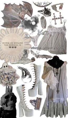 Ghost Core Aesthetic Outfits, Ghost Like Outfit, Ghost Themed Outfits, Ghost Aesthetic Clothes, Ghost Accessories, Ghostcore Outfits Aesthetic, Ghost Core Outfits, Ghost Outfit Aesthetic, Cloudcore Aesthetic Outfits