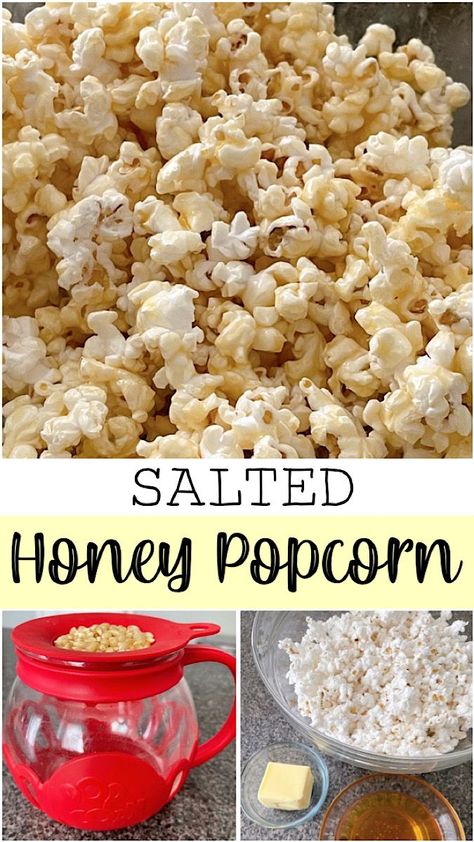 This salted honey popcorn recipe is a delightful treat that perfectly balances sweetness and saltiness! This easy-to-make snack is sure to satisfy your cravings. With fresh popcorn kernels, a honey butter syrup, and a touch of sea salt, you'll have a delectable combination of flavors that will keep you coming back for more. Honey Granules Recipe, Snack With Honey, Quick Salty Snack Recipes, Honey Butter Popcorn, Sweet Salty Popcorn, Healthy Sweet Popcorn Recipes, Salty Snack Recipes, Sweet And Salty Popcorn, Popcorn Recipes Sweet