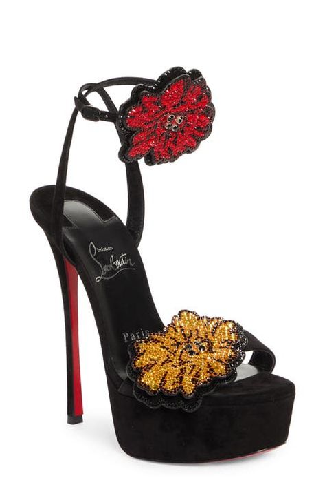 Ultra High (4"+) Christian Louboutin | Nordstrom Louboutin Platform Heels, Loubi Queen, Fashionable Heels, High Platform Heels, Cool Sandals, Louboutin Wedges, Flower Heels, Runway Shoes, Christian Louboutin Heels