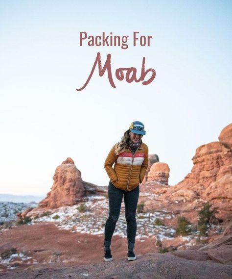 Moab Packing List Fall, Utah Travel Outfit, Hiking Fall Outfit, Moab Camping, Packing List Spring, Utah Outfits, Hiking Fall, Fall Packing, Utah State Parks