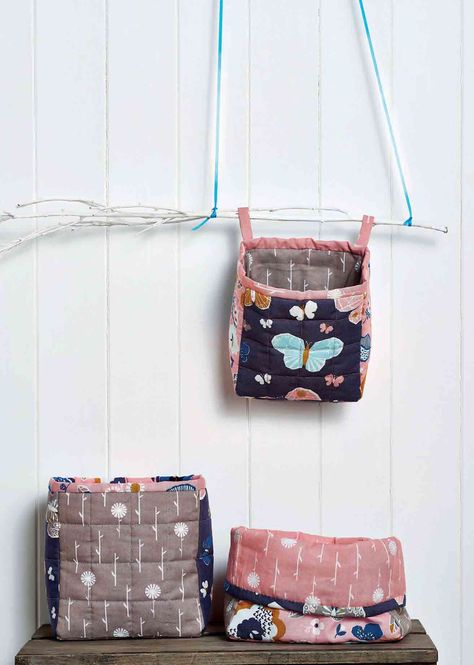 Hanging Baskets Hanging Storage Baskets, Sewing Pattern Storage, Basket Sewing Pattern, Kids Platform Bed, Happy Dresses, Storage Tubs, No Sew Curtains, Sewing Bee, Sewing Magazines