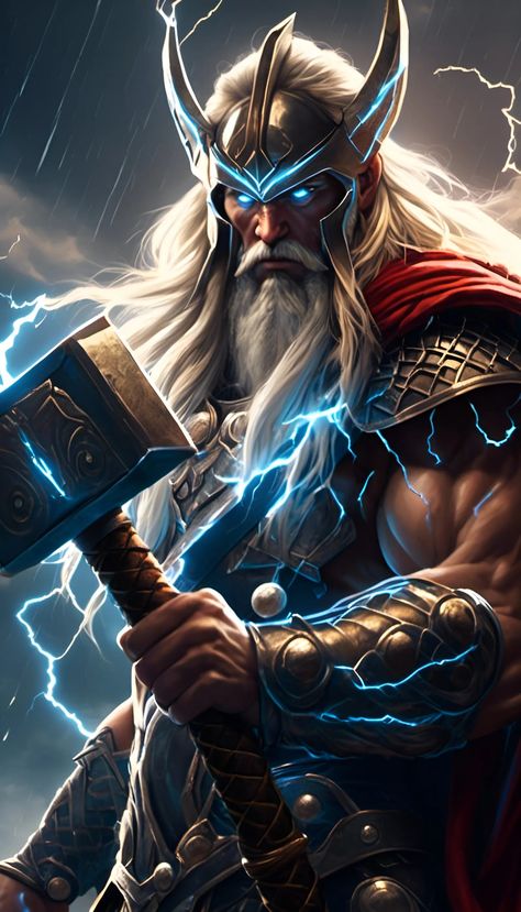 Thor - The God of Thunder - AI Generated Artwork - NightCafe Creator Marvel Thor Art, Thor Comic Art, Norse Mythology Tattoo, Thor Superhero, Arte Viking, Thor Wallpaper, Thor Art, Thor Comic, Drawing Superheroes