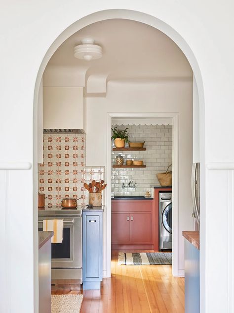 This California Kitchen Makes a Case for Keeping Walls | domino How To Add Color To A White Kitchen, Add Color To White Kitchen, Interiors 2024, 1940s House, California Kitchen, Artist Couple, Artistic Kitchen, Bungalow Kitchen, Laundry Room Renovation