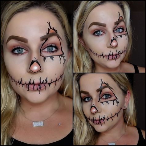 Scare Crow Costume Ideas, Jack O Lantern Makeup, Scarecrow Halloween Makeup, Look Halloween, Scarecrow Makeup, Scare Crow, Crow Costume, Scarecrow Halloween, Cute Halloween Makeup