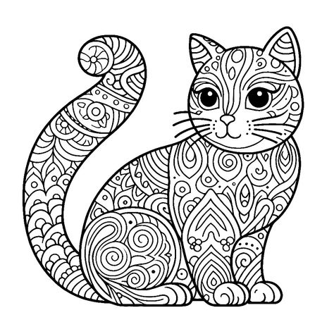 Cat with Artistic Patterns 🐱🎨✨ Zentangle Coloring Pages, Mandala Coloring Pages For Adults, British Blue Cat, Artistic Patterns, Cat Mandala, Kitty Art, Pattern Coloring Pages, Coloring Pages For Adults, Dog Images