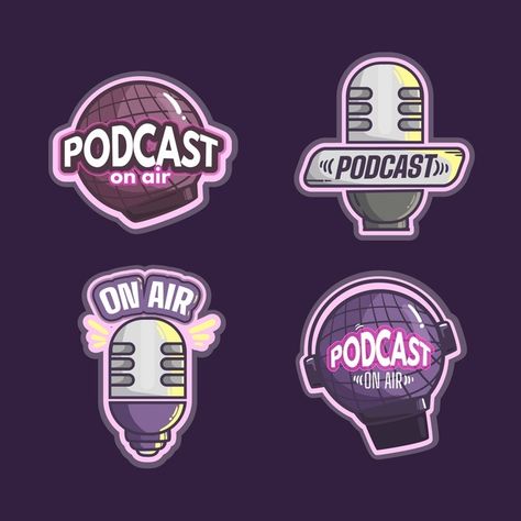 Detailed podcast logo template Free Vect... | Free Vector #Freepik #freevector #logo #radio #information #info Talkshow Logo Design, Podcast Logo Aesthetic, Podcast Logos, Podcast Advertising, Podcast Ideas, Podcast Logo, Novel Covers, Radio Drama, Podcast Topics