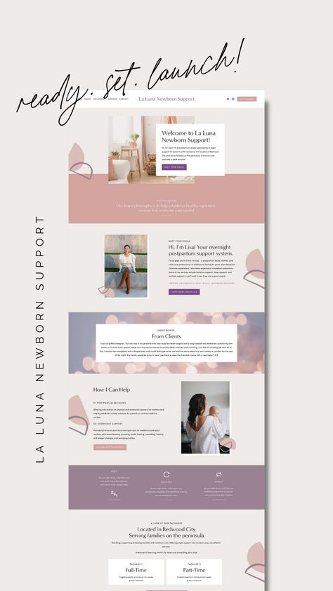 Girly Website Design, Business Website Layout, Doula Website, Homepage Web, Wordpress Template Design, Medical Websites, Content Photos, Doula Care, Beautiful Website Design