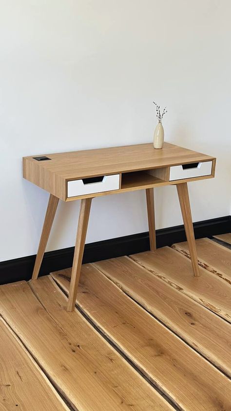 This is a sleek and contemporary solid oak modern desk with drawers that is covered with two layers of acrylic varnish, providing both beauty and protection. The desk is perfect for a small office or home workspace, with ample storage space and a spacious tabletop for all your work essentials. 
#WoodenDesk #SmallOffice #CustomFurniture #HandmadeDesk #ModernFurniture #HomeOffice #WorkspaceInspiration #StorageSolutions  #OfficeOrganization  #StylishDesk #DurableFurniture  #ComputerDesk Small Office Desk, Handmade Desks, Stylish Desk, Durable Furniture, Workspace Inspiration, Inviting Home, Small Office, Wooden Desk, Wood Desk