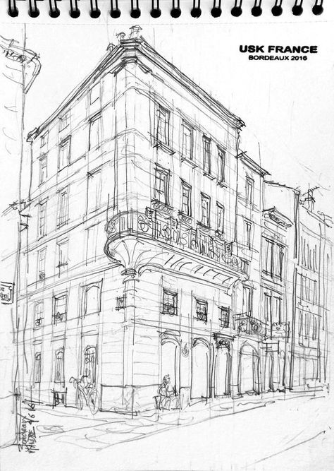 French Architecture Drawing, Perspective Building Drawing, Croquis Architecture, 2 Point Perspective Drawing, Perspective Architecture, Perspective Sketch, Architecture Drawing Sketchbooks, Perspective Drawing Architecture, Perspective Drawing Lessons