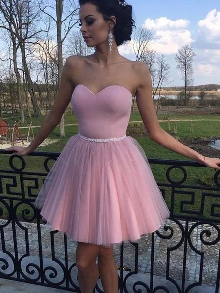 Pretty Homecoming Dresses, Strapless Homecoming Dresses, Grad Dresses Short, Pink Homecoming, Tulle Homecoming Dress, Dress Graduation, Valentines Day Dresses, Pink Homecoming Dress, Sweetheart Prom Dress