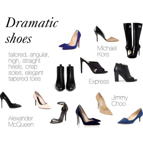 Dramatic Shoes by expressingyourtruth on Polyvore featuring MICHAEL Michael Kors, Jimmy Choo, 3.1 Phillip Lim, Alexander McQueen, Express, Gianvito Rossi, Christian Louboutin, women's clothing, women's fashion and women Kibbe Dramatic Outfits, Dramatic Shoes, Pure Dramatic, Dramatic Clothes, Dramatic Outfits, Dramatic Classic Kibbe, Types Of Trousers, Mk Shoes, Classic Kibbe