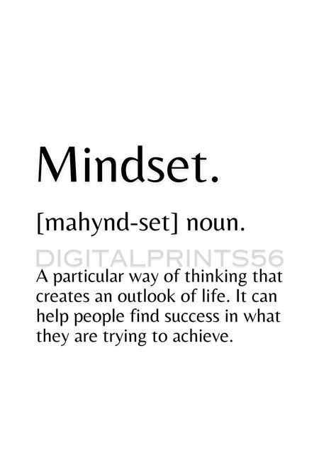 Mindset Definition Motivational Wall Art Poster | Home Office Decor I Motivational Print | Motivational Quote | Office Print Mindset Definition, Definition Quotes, Office Prints, Motivational Prints, Motivational Wall, Motivational Wall Art, Motivational Posters, Motivational Quote, Digital Wall Art