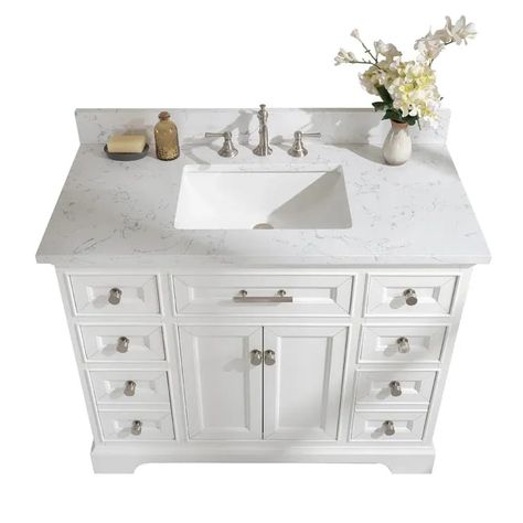 Currahee 42" Single Bathroom Vanity Set Single Sink Bathroom Vanities, Quartz Counter, Undermount Sinks, Single Sink Bathroom, Drawer Space, Double Bathroom Vanity, Engineered Stone, Bathroom Vanity Tops, Sink Bathroom