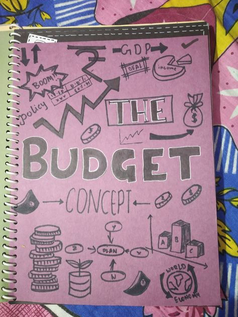 Economic Related Drawings, School Book Covers Economics, Economics Poster Drawing, Economics Poster Design, Economics Project File Cover Ideas Government Budget, Poster About Economics, Economics Notebook Cover, Economic Front Page Design, Eco Project Cover Page