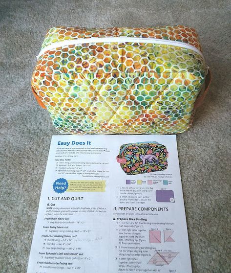 Cosmetic Bag Diy Free Pattern, By Annie Easy Does It Bag, Project Bags For Quilting, Quilted Zipper Bags Free Pattern, By Annies Bags, Bitsy Box Pattern Free, Box Tote Bag Pattern Free, Boxy Zipper Pouch Pattern Free, Box Toiletry Bag Pattern