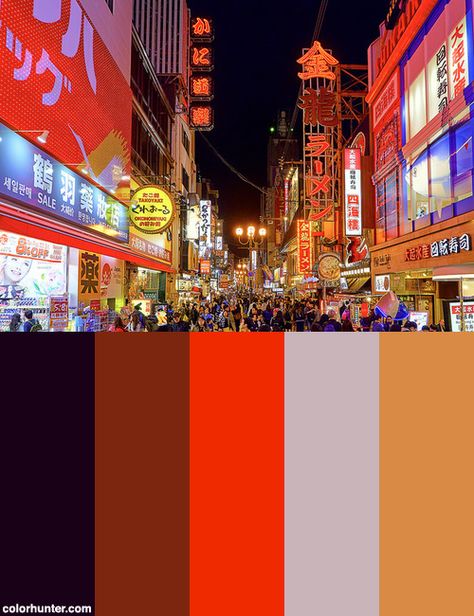 Ramen Color Palette, Tokyo Color Palette, Japan Color Palette, Japanese Restaurant Design, Shanghai Travel, Colors Inspiration, Orange Color Palettes, Japan Color, Japanese Colors