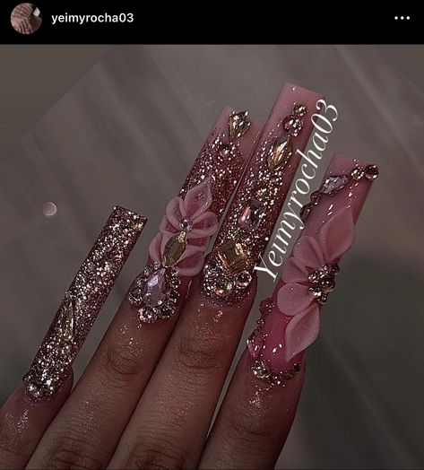 Extra Bling Nails, Nail Inspo Medium, Quinceañera Nails, Cute Aesthetic Nails, Blinged Out Nails, Gabby Birthday, Cutesy Nails, Shorties Nails, Autumn Core