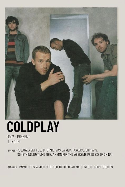 Poster Polaroid Music, Cold Play Poster, Singers Posters, Minimalist Poster Music, Cold Play, Coldplay Wallpaper Aesthetic, Coldplay Aesthetic, Coldplay Poster Aesthetic, Coldplay Album Poster