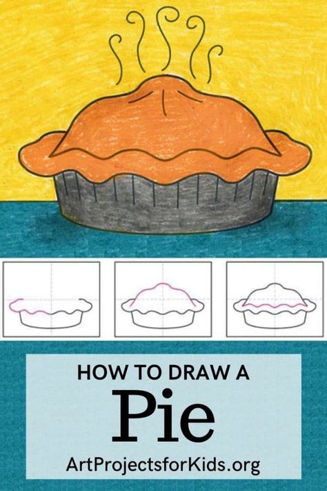 Easy How to Draw Pie Tutorial and Pie Coloring Page · Art Projects for Kids Pie Art Projects For Kids, Pie Drawing Easy, Pie Art Project, How To Draw A Pie, Pie Template Free Printable, Pie Crafts For Kids, How To Draw Thanksgiving Things, Pumpkin Pie Art, Middle School Thanksgiving Art Projects