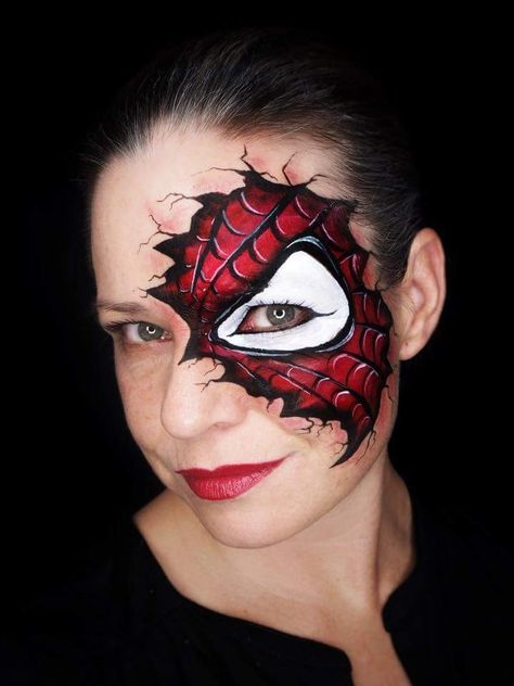 Spider Man Makeup Women, Face Painting Men, Marvel Face Paint, Spiderman Inspired Makeup, Spider Man Makeup, Spiderman Face Paint, Spider Man Face Paint, Superhero Makeup, Spiderman Makeup