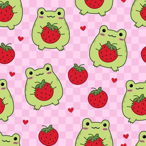 #pattern #cute #cuteart #frog #strawberry #pink #seamlesspattern #vector #illustration #illustrator #artwork #digitalart #digitalillustration #textilepattern #fabricpattern #patterndesign #patterndesigner #graphic #illustrationart #artist #vectorart #vectorillustration #vectordesign Frog Strawberry, Strawberry Frog, Illustrator Artwork, Strawberry Pink, Frog Art, Animated Drawings, Textile Patterns, Wallpaper Iphone Cute, Background Wallpaper