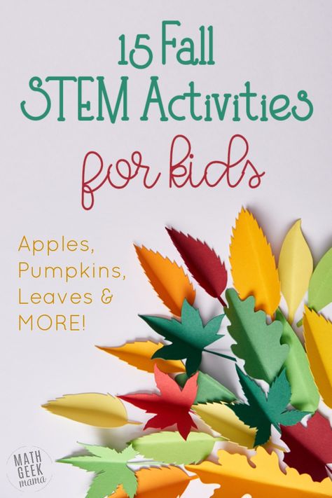 15+ of the BEST Fall STEM Activities: Easy + Fun! Fall Stem Activities For Kids, Stem Activities Elementary, Fall Stem Activities, Maths In Nature, Math Worksheets For Kindergarten, Fall Math Activities, Green Crafts For Kids, Elementary Stem Activities, Free Printable Math Worksheets