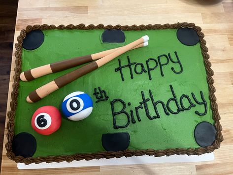 Billiards Birthday Cake, Pool Table Cake, 92nd Birthday, Happy 6th Birthday, Cake Stuff, Pool Table, Dad Birthday, Billiard Balls, Billiard Table