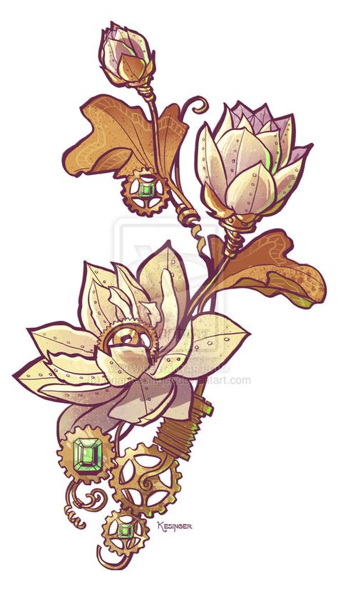 mechanical lotus by BrianKesinger.deviantart.com on @deviantART http://briankesinger.deviantart.com/ Steampunk Flowers, Brian Kesinger, Steampunk Drawing, Steampunk Tattoo, Steampunk Illustration, Mechanical Art, Cerámica Ideas, Arte Inspo, Steampunk Art