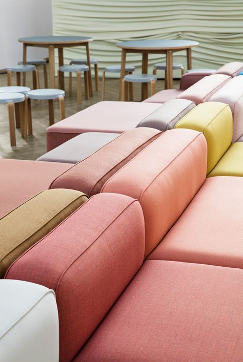 Normann Copenhagen’s designs respond to social settings – just as people do - News - Frameweb Peach Furniture, Norman Copenhagen, Copenhagen Furniture, Copenhagen Design, Shades Of Peach, Square Pouf, Head And Heart, Normann Copenhagen, Blue Rooms