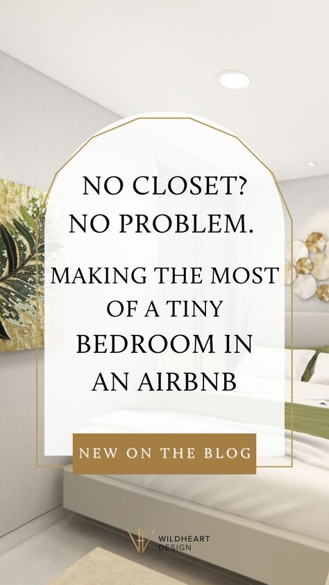 You should furnish a vacation rental bedroom with the biggest bed that will fit comfortably. That advice applies even if the room doesn't have any closets. I'm renovating a small Airbnb bedroom and I'm going to take you with me step by step. Learn how to make the most of a tiny bedroom in your vacation rental and find bedroom interior design ideas you can implement in your short-term rental. I Vacation Rental Guest Room I Small Bedroom Design Airbnb Wardrobe Ideas, Airbnb Small Bedroom, Small Rental Bedroom Ideas, Airbnb Room Ideas Guest Bedrooms, Rental Bedroom Ideas, Small Airbnb Ideas, Airbnb Bedroom Ideas, Biggest Bed, Small Airbnb