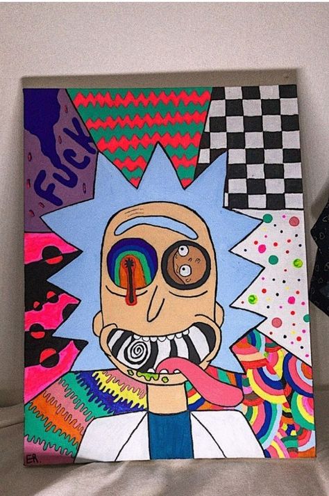 Painting Rick And Morty, Canvas Painting Patterns, Crazy Doctor, Doctor Painting, Trippy Painting, Hippie Painting, Simple Canvas Paintings, Cute Canvas Paintings, Easy Canvas Art