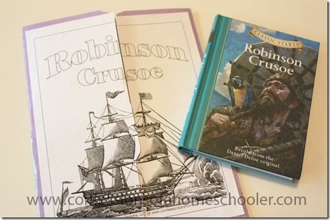 Robinson Crusoe Unit Study and Lapbook Story Summary, Literature Unit Studies, Roi Arthur, Leagues Under The Sea, Robinson Crusoe, Living Books, Unit Study, Novel Studies, Medieval History