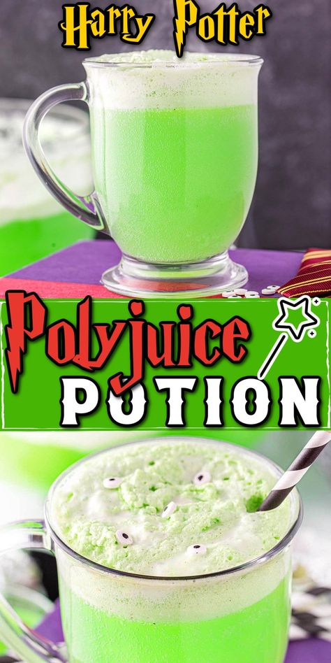 Harry Potter Polly Juice Potion Recipe, Harry Potter Hors D'oeuvres, Harry Potter Themed Drinks Non Alcoholic, Harry Potter Inspired Drinks Non Alcoholic, Harry Potter Potions Class Ideas, Harry Potter Cooking Ideas, Polyjuice Potion Alcohol, Butterbeer Punch Recipe, Harry Potter Drinks Nonalcoholic Hogwarts