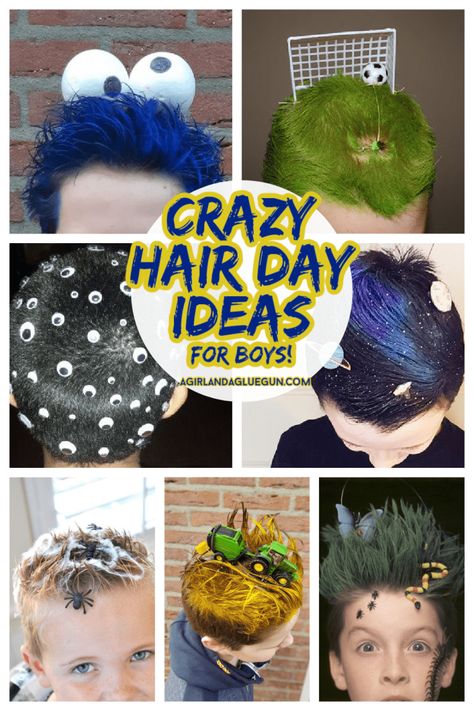 Crazy Hair For Boys, Hair For Boys, Crazy Hair Boys, Whacky Hair Day, Crazy Hair For Kids, Crazy Hair Day Ideas, Short Hair For Boys, Wacky Hair Days, Crazy Hair Day