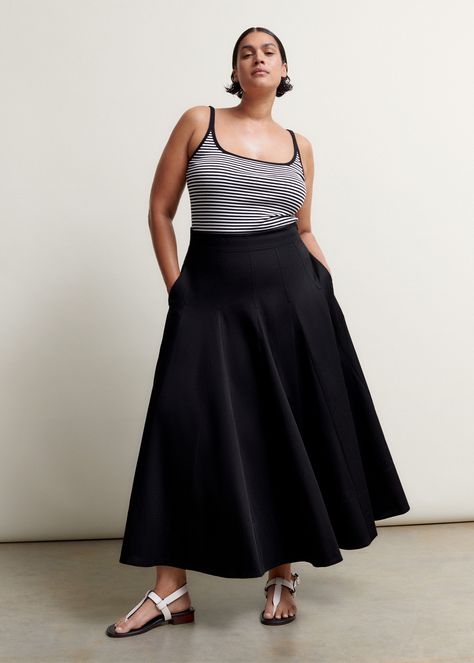 Heavy Cotton Sateen Maxi Skirt | ME+EM Satin Slip Skirt, Inclusive Fashion, Reversible Skirt, Full Maxi Skirt, Bias Cut Skirt, Long Denim Skirt, Maxi Skirt Outfits, Black Maxi Skirt, Paneled Skirt