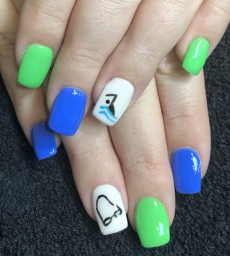 Swimmer Nail Designs #goggles #swimmer #swim #nailart With Acrylic Nails, Spirit Nails, Nail Art Disney, Nail Pictures, Best Nail Polish, Disney Nails, Cute Nail Art, Girls Nails, Dipped Nails