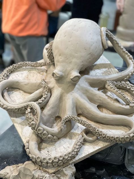 Clay Art | creativeartworksblog Clay Art Portfolio, Tiny Clay Animals, Octopus Sculpture, Sculpture Art Clay, Study Art, Octopus Art, Sculptures Céramiques, Pottery Handbuilding, Keramik Design