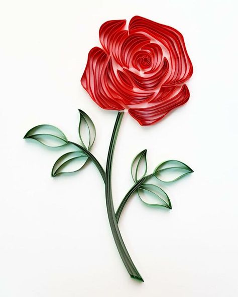 Quilling Paper Art By Paperliciousbg Rose Paper Quilling, Quilled Roses Cards, Paper Quilling Rose, Paper Quilling Patterns Printables, Rose Quilling, Quilled Rose, Red Rose Wall, Quilled Roses, Quilling Rose