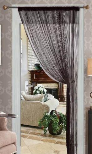 Room Divider Blinds, Black Window Treatments, Beaded Curtains Doorway, Curtain Divider, Panel Blinds, String Curtains, Doorway Curtain, Curtain Fringe, Custom Drapes