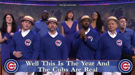 David Ross, Anthony Rizzo, Dexter Fowler, Bill Murray sing 'Go Cubs Go' on  SNL Chicago Sports Teams, Cubs Win, Anthony Rizzo, Go Cubs Go, Baseball Pitching, Singing Competitions, Cubs Baseball, Chicago Sports, Male Dancer