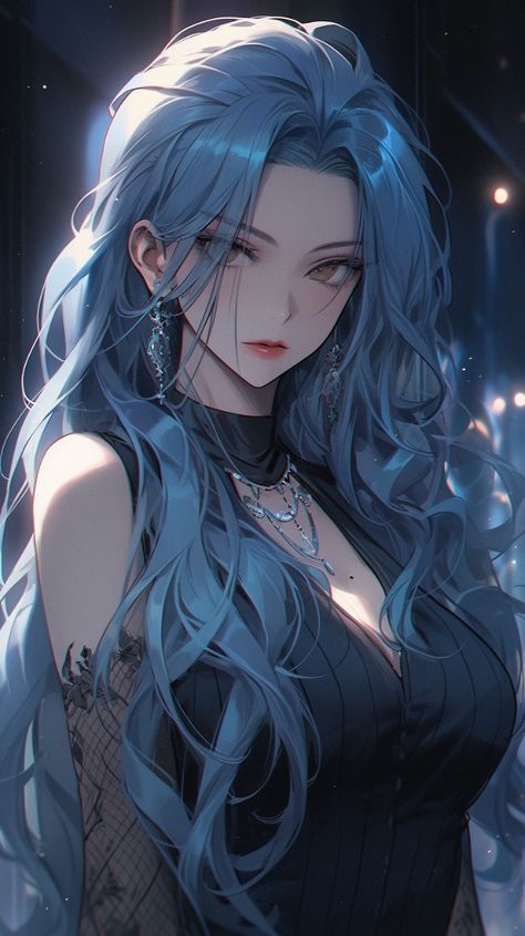 Horimiya Manga, Anime Blue Hair, Fantasy Elements, Tomboy Art, Anime Goth, Blue Black Hair, Light Blue Hair, Blue Haired Girl, Dark Blue Hair