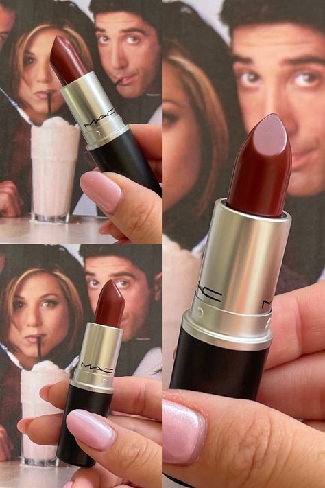 90s makeup Lipstick Brick Red, Drugstore Brown Lipstick, Deep Autumn Lipstick Colors, Baddie Makeup Products, Deep Autumn Lipstick, Rachel Green Makeup, 90s Brown Lipstick, 90s Lipstick Shades, Lipstick 90s