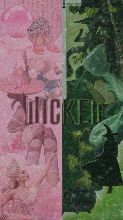 #wicked #wickedthemusical #glinda #elphaba #musical #pink #green #butterfly #crystals #glitter #pinkandgreen #wickedwitch #glindathegoodwitch #witch #shufflefyp #shuffleart #shuffleinspo #shuffleaesthetic #pintrest Wicked Christmas Wallpaper, Pink Goes Good With Green Wicked, Wicked Iphone Wallpaper, Wicked Phone Wallpaper, Wicked Movie Wallpaper, Elphaba Musical, Wicked Witch Aesthetic, Wicked Aesthetic Wallpaper, Wicked Wallpaper Iphone