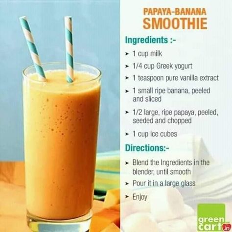 Papaya Banana Smoothie, Papaya Recipes, Smoothie Recipies, Papaya Smoothie, Ripe Papaya, Smoothie Recipes Healthy Breakfast, Smoothie Ingredients, Fruit Smoothie Recipes, Healthy Smoothie