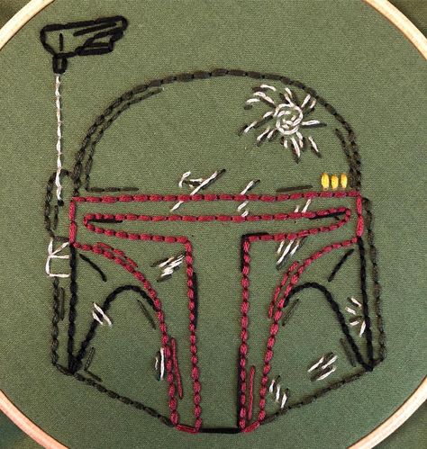 Boba Fett Embroidery, Star Wars Hand Embroidery, Star Wars Embroidery Patterns Free, Lightsaber Embroidery, Starwars Embroidery, Star Wars Embroidery, Embroidery Quotes, Diy Embroidery Shirt, Punch Needling