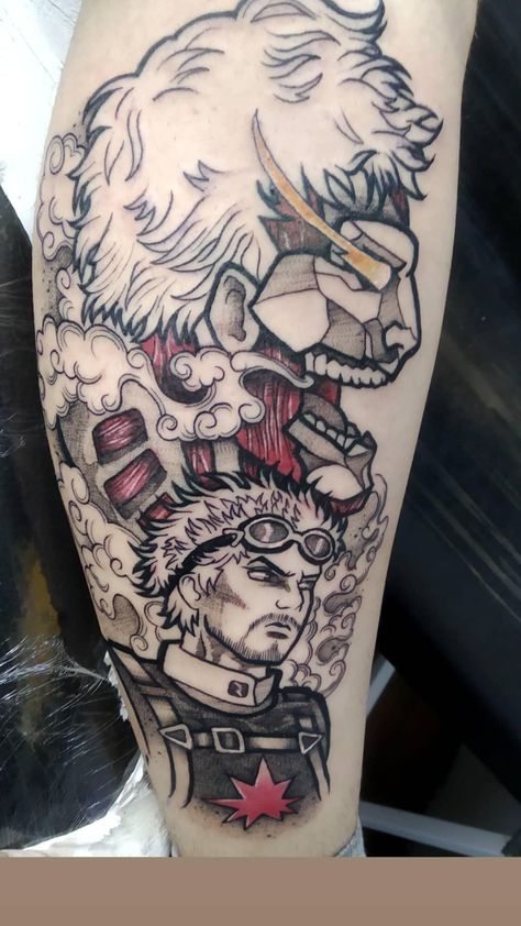 Tattoo armored titan / titan encouraçado Reiner Braun Tattoo, Armored Titan Tattoo, Attack On Titan Tattoo Ideas, Titan Tattoo, Armored Titan, Attack On Titan Tattoo, Reiner Braun, Skull Tattoo, Attack On Titan