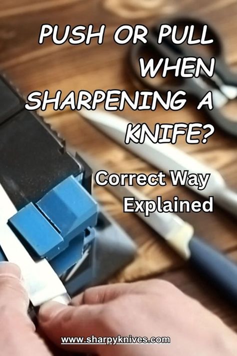 Pulling the knife edge across a whetstone trailing the knife’s spine is the best way to sharpen a knife. This creates a smooth edge, free of rough gouges, and can be taken to a much greater level of sharpness as a result. Pushing the knife and leading with the edge is not recommended. Electric Sharpener, Electric Knife Sharpener, Calligraphy Tools, Survival Skills Life Hacks, Right And Wrong, Blacksmith Tools, Blade Sharpening, Sharpening Tools, Sharpening Stone