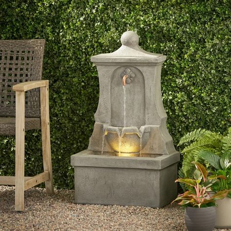 Astoria Grand Resin Fountain | Wayfair Backyard Fountain, Patio Fountain, Underwater Led Lights, Cement Patio, Waterfall Features, Fountain Feature, Waterfall Fountain, Water Fountains Outdoor, Outdoor Fountain