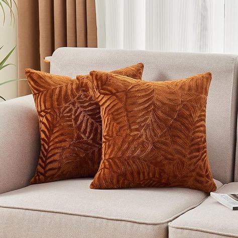 Amazon.com: SOCHOW Decorative Throw Pillow Covers 18x18 Inches Set of 2, Soft Leopard Print Flannel Fleece Pillowcase Square Cushion Covers for Sofa Couch Bed, Brown : Home & Kitchen Tan Pillows On Couch, Brown Throw Pillows Couch, Rustic Fall Decor Living Room, Autumn Bedroom Decor, Burnt Orange Decor, Burnt Orange Pillows, Mid Century Pillows, Leopard Print Pillows, Gold Sofa