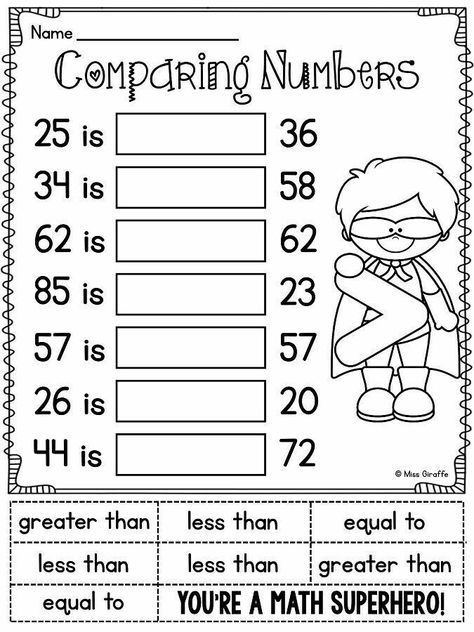 Worksheets 1st Grade, Comparing Numbers Worksheet, Numbers Activities, Greater Than Less Than, Numbers Worksheets, Comparing Numbers, Math Intervention, Skip Counting, Vocabulary Practice